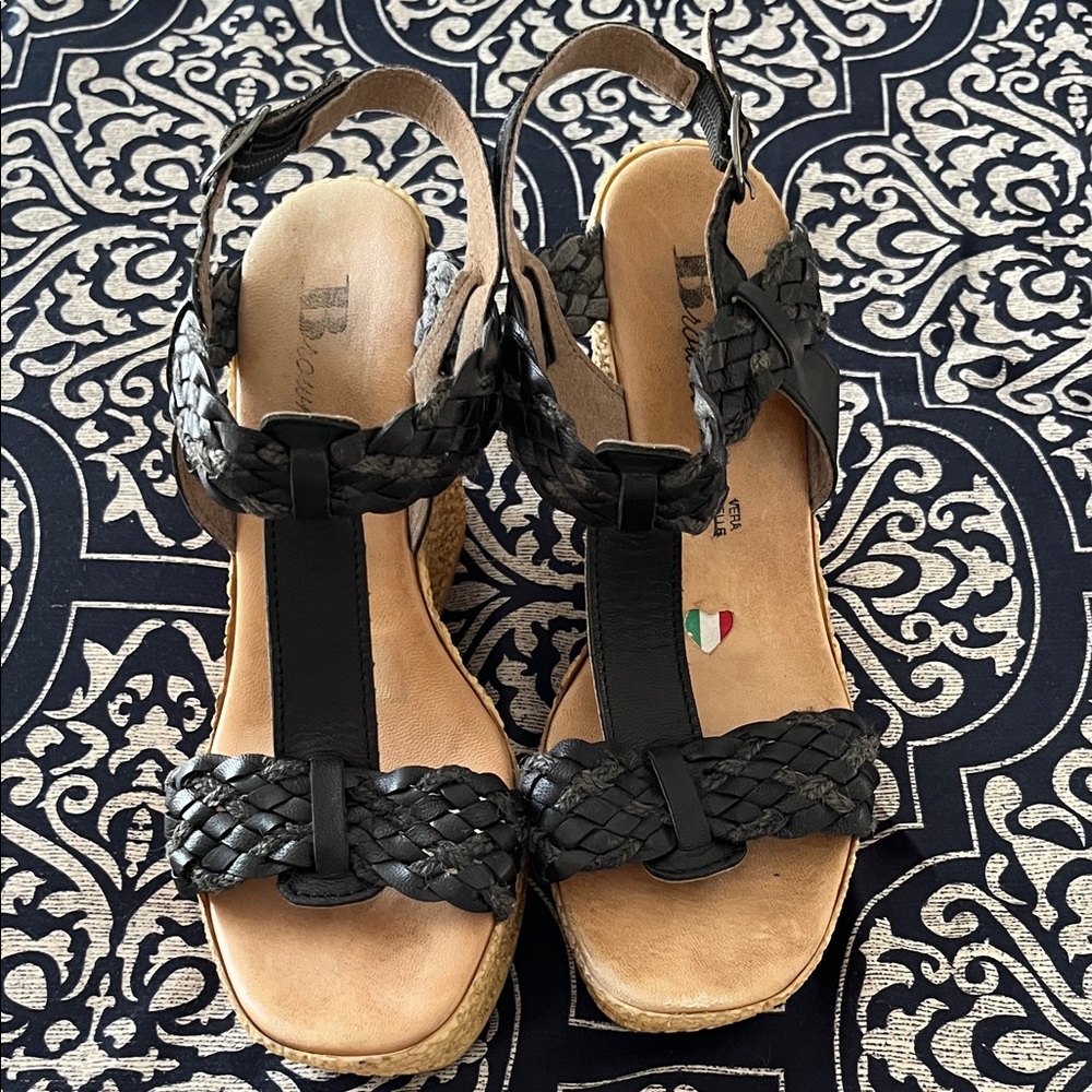 Browns Italian Black Woven Sandals